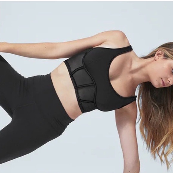 ALO Yoga Black Mesh Sports Bra corset size small - Picture 5 of 8